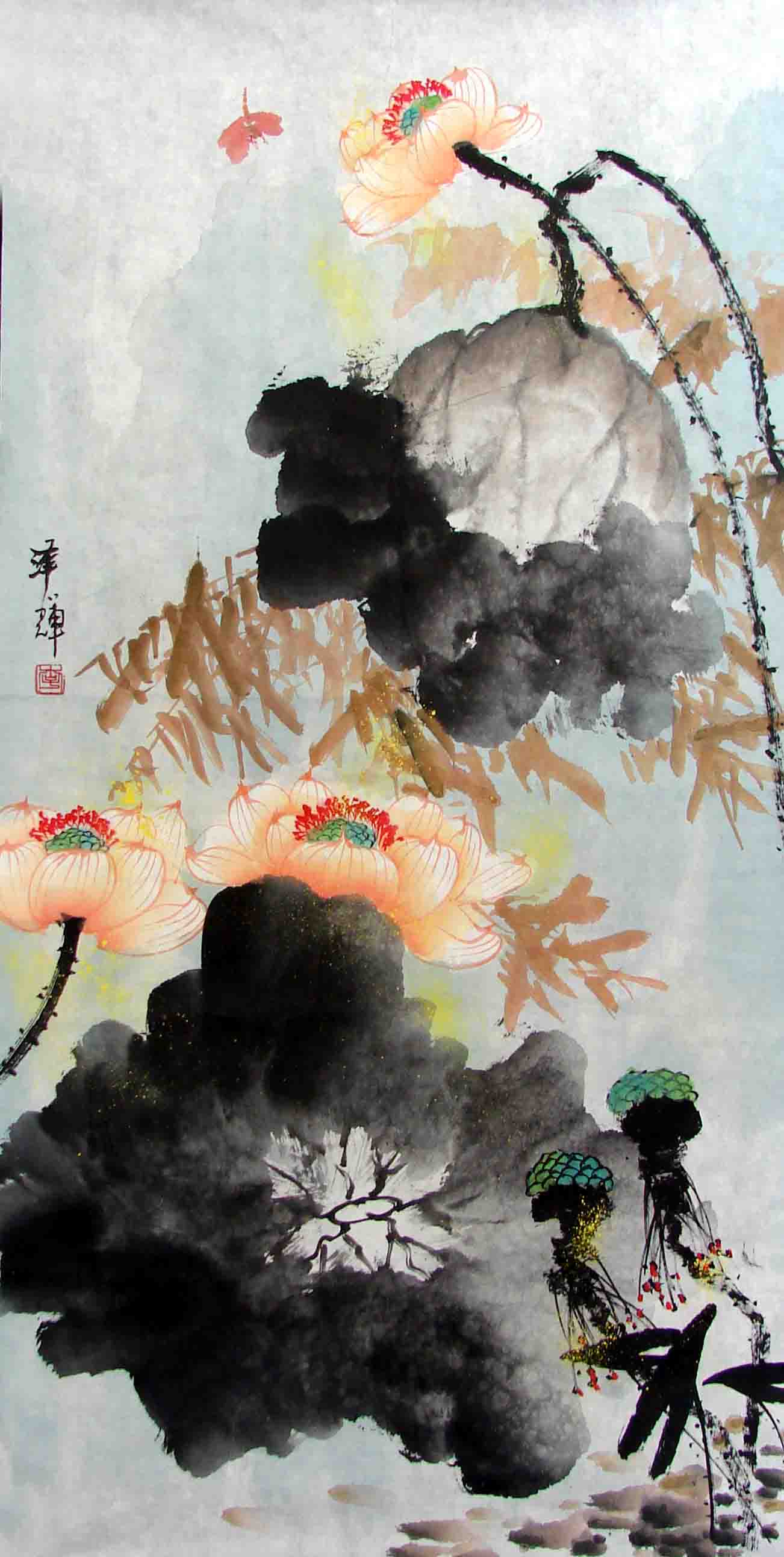 其作品通构荷花